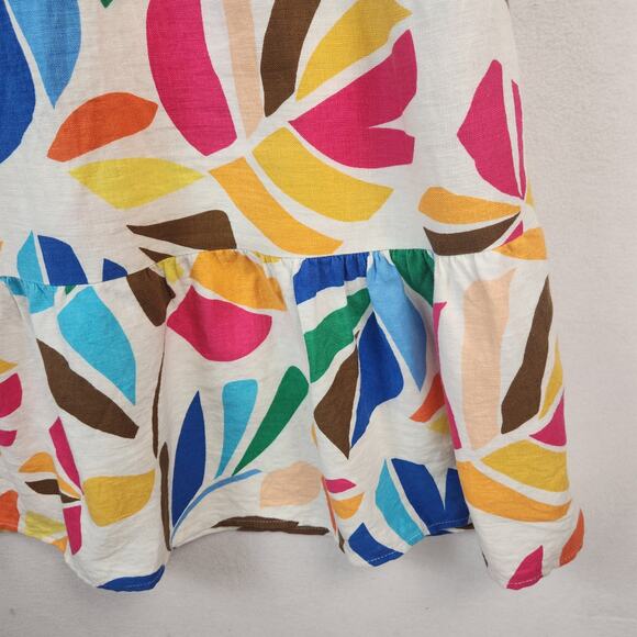 Tabitha Brown Target Mini Dress Women SZ LG Botanical Print Linen Blend Pockets - Picture 6 of 16